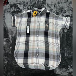 SMALL Carhartt Women’s Lightweight Twill Plaid Short Sleeve Shirt